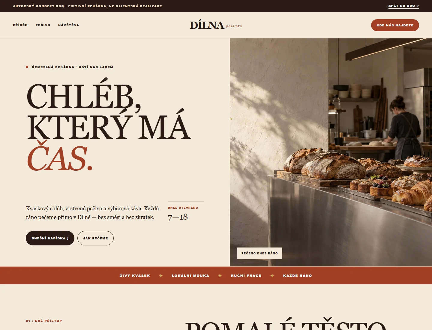 DÍLNA — aktuální desktopová podoba úvodní stránky